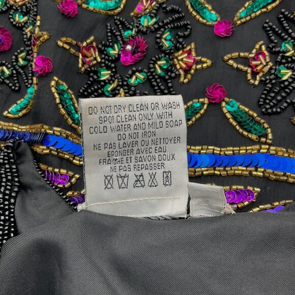Papell Boutique Evening Multicolored Embellished Beaded Sequined Silk Jacket 14P - Picture 8 of 10